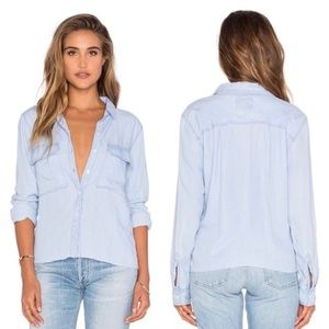 Rails Daphne Button Down Blue Railroad Stripe